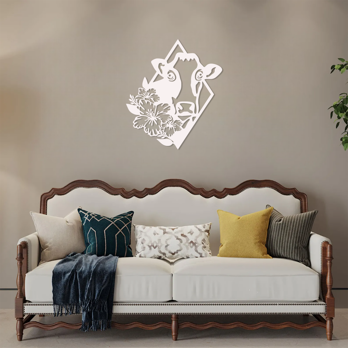 Cow & Petals Wall Art