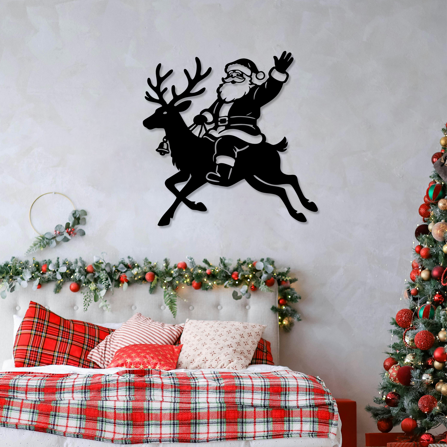Santa on Reindeer Wall Art