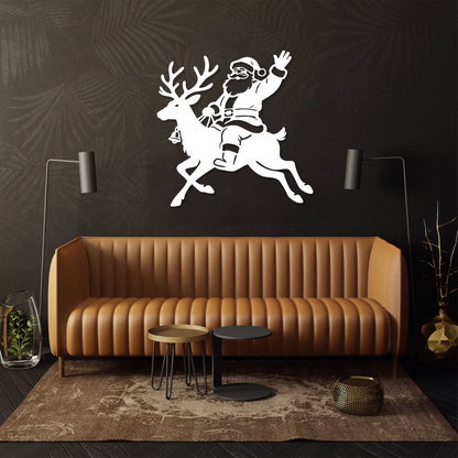 Santa on Reindeer Wall Art