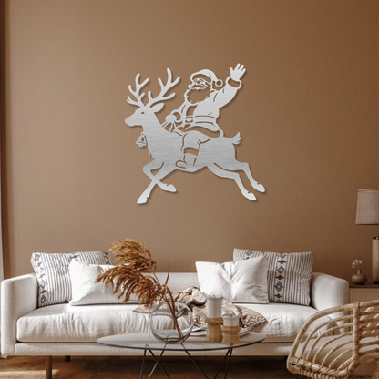 Santa on Reindeer Wall Art