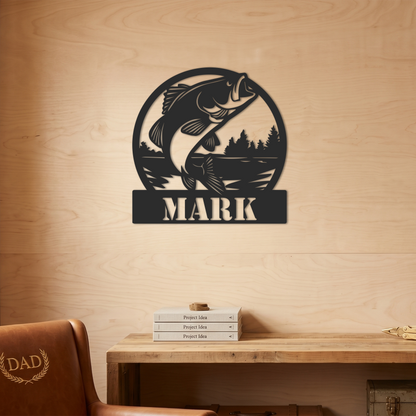 Custom Bass Fishing River Cabin Wall Art