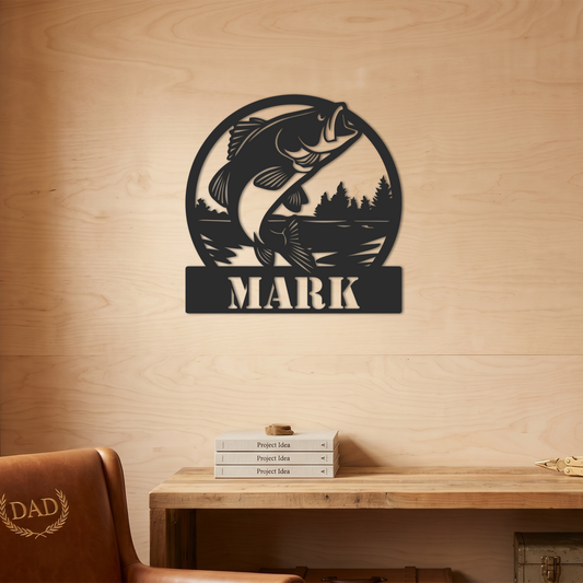 Custom Bass Fishing River Cabin Wall Art