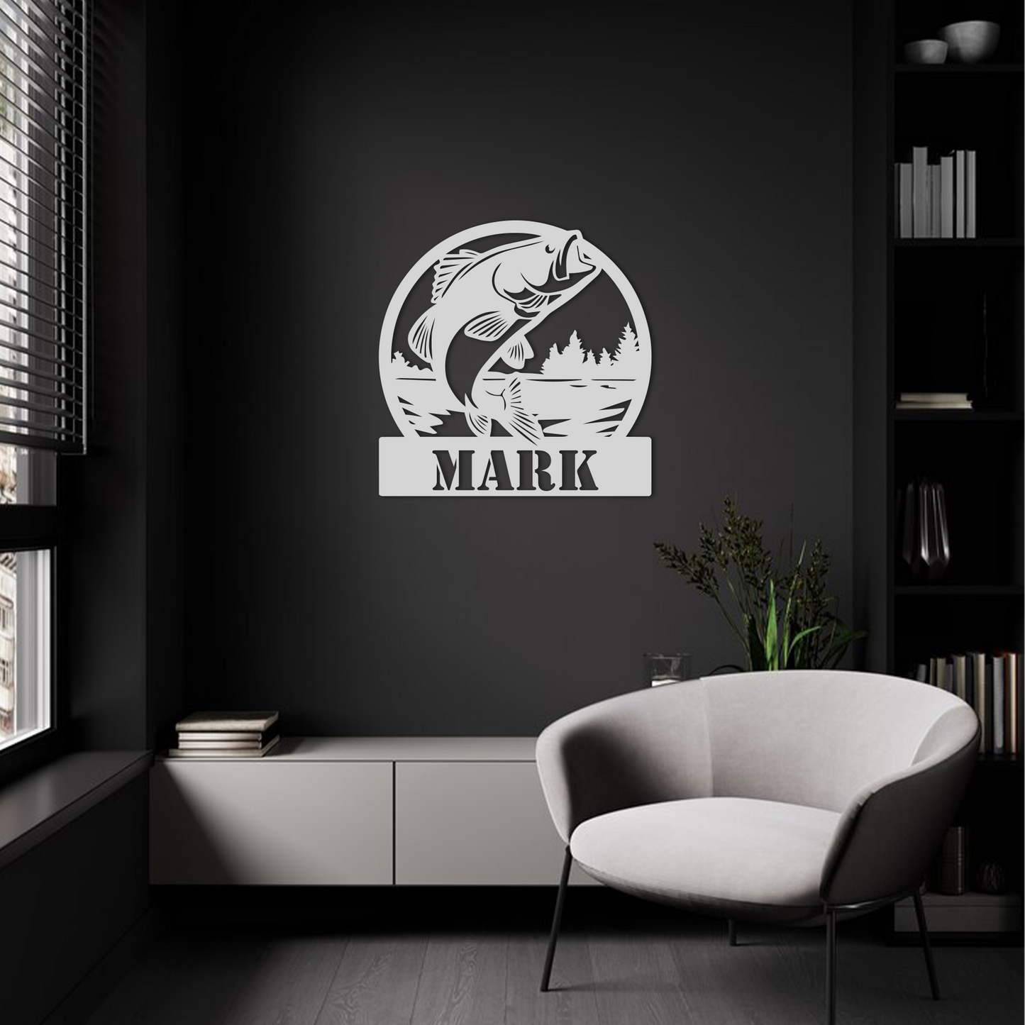 Custom Bass Fishing River Cabin Wall Art