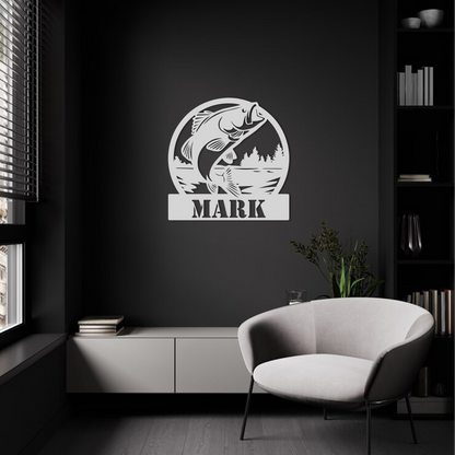 Custom Bass Fishing River Cabin Wall Art