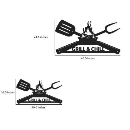 Grill and Chill BBQ Kitchen Patio Wall Art