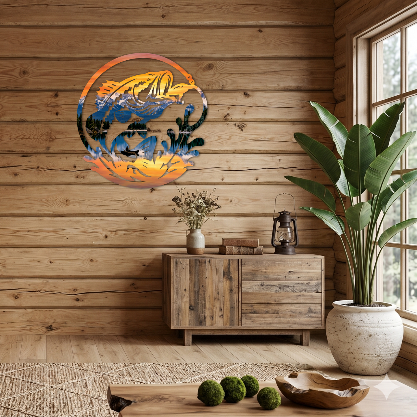 Sunset Bass Fishing Printed Wall Art
