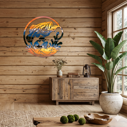 Sunset Bass Fishing Printed Wall Art