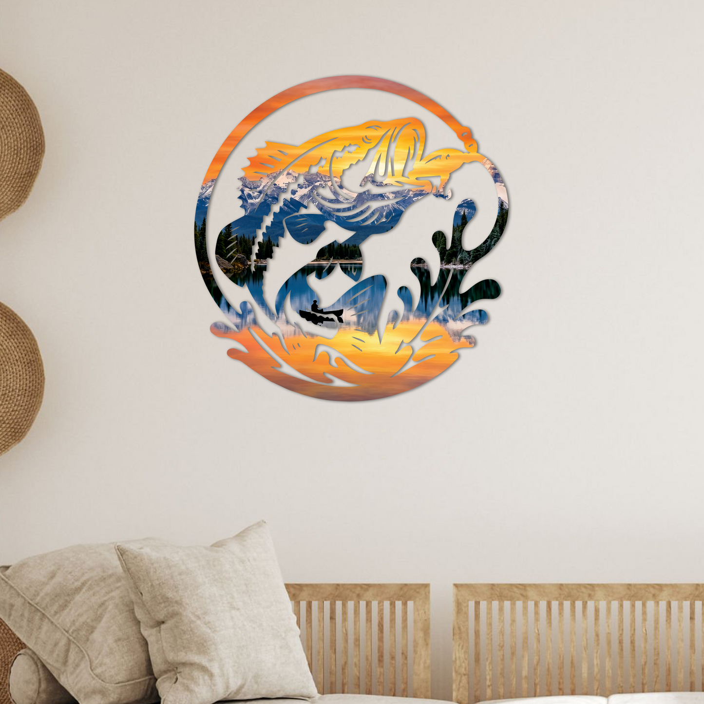 Sunset Bass Fishing Printed Wall Art