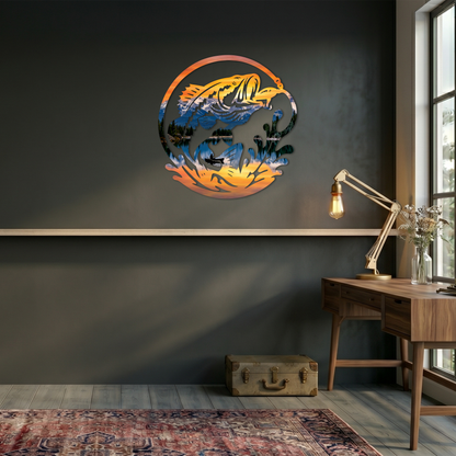 Sunset Bass Fishing Printed Wall Art
